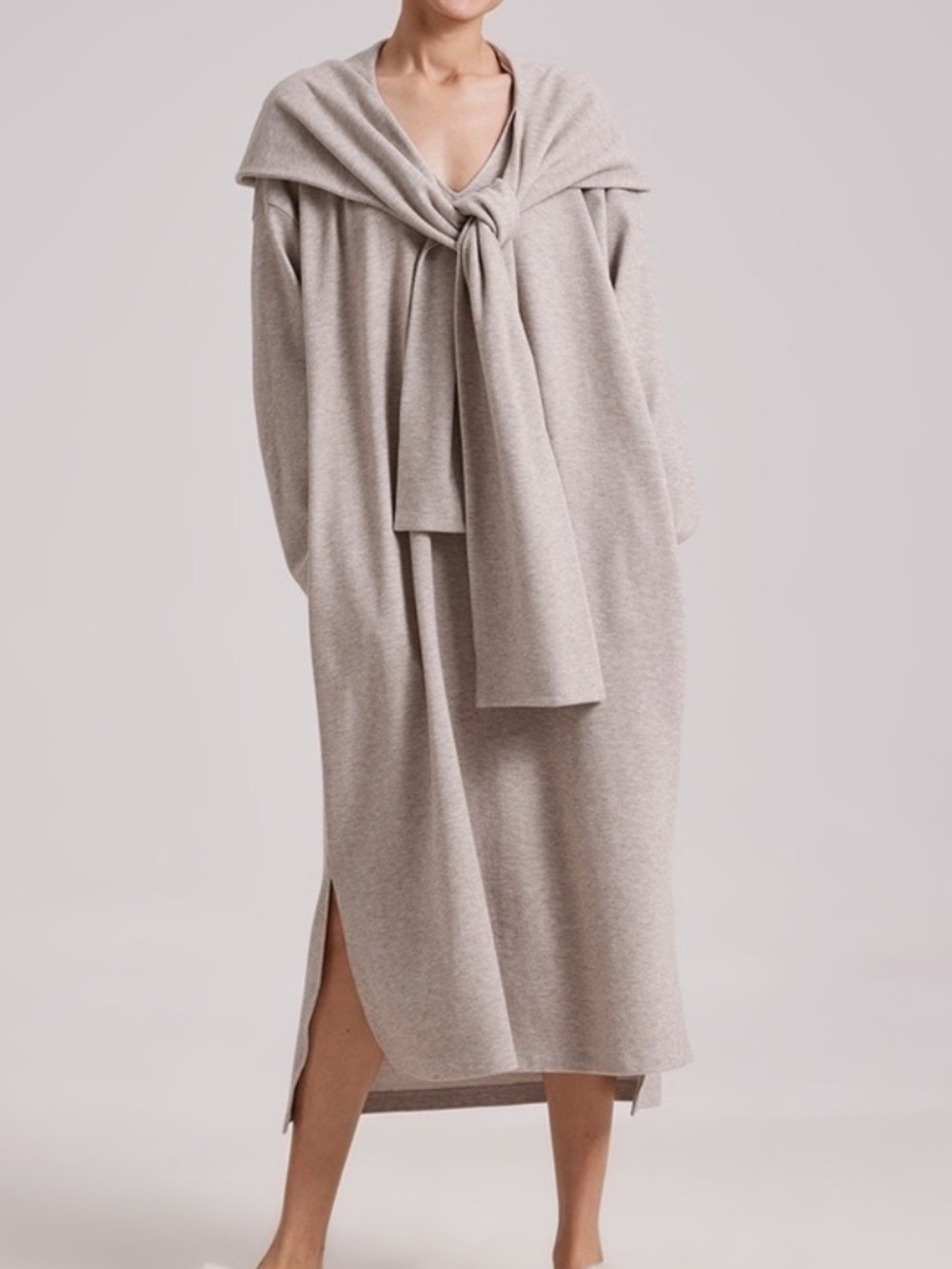 NAP Women’s Hooded Scarf Sweatshirt Gown Lt Beige Tan Snuggie Loungewear Size XL